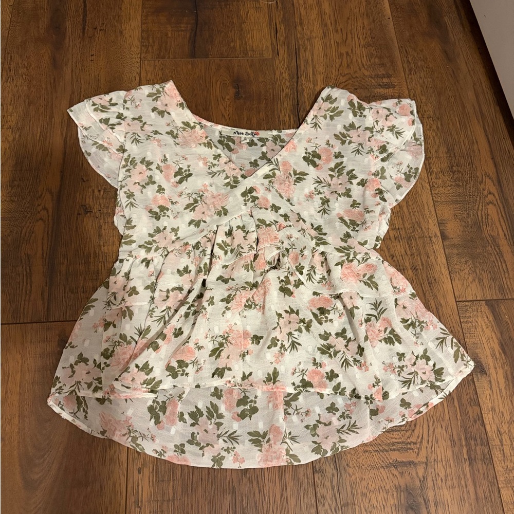 Floral Ruffle Sleeve Blouse